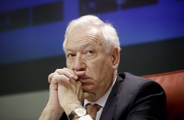Spanish Foreign Minister Jose Manuel Garcia-Margallo answers a question during a