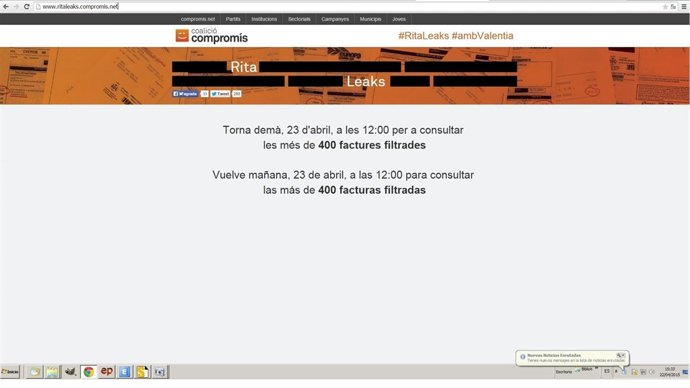 Web 'RitaLeaks' puesta en marcha por Compromís