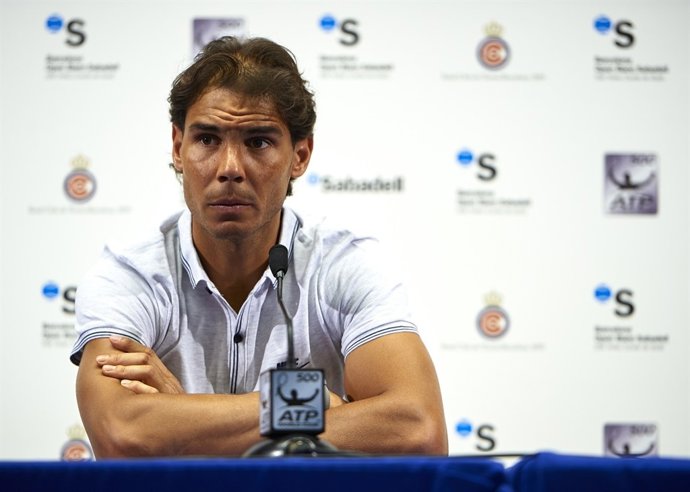 Nadal en rueda de prensa en el RCT de Barcelona