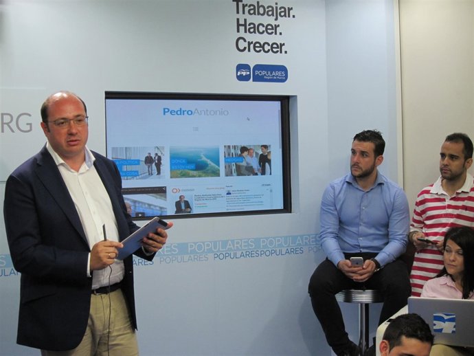 El candidato del PP a la presidencia de la Comunidad, Pedro Antonio Sánchez
