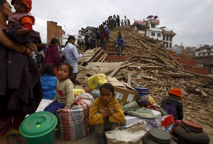 Afectados por el terremoto que ha sacudido Katmandú (Nepal)