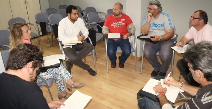 Rojas con trabajadores Movistar