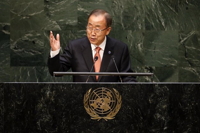 Ban Ki Moon habla ante la Asamblea General de la ONU