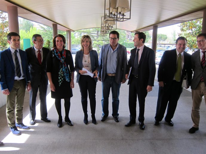 Alicia García a su llegada al Parador de Salamanca