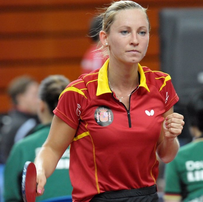 La española Galia Dvorak, en el Mundial de tenis de mesa