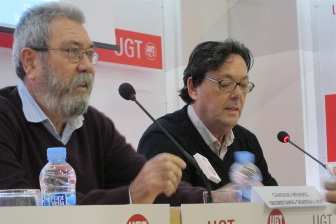 El secretario general de UGT, Cándido Méndez y Julio Lacuerda