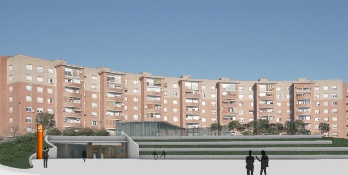 Reproducción de la Plaça Espanya de Sabadell