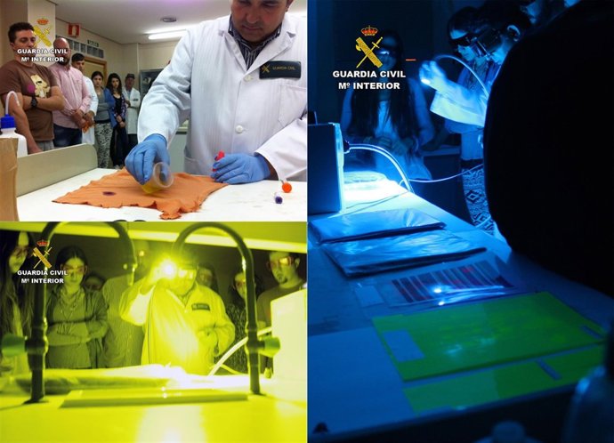 Imágenes del taller Luces Forenses de la Guardia Civil