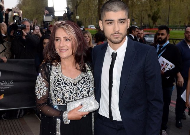 Zayn Malik and mother Trisha attending the 2015 British Asian Awards at The Gros