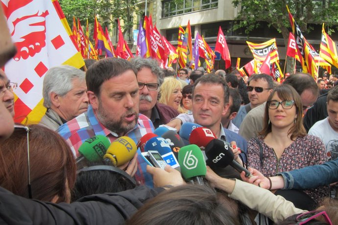El presidente de ERC, Oriol Junqueras, y el alcaldable Alfred Bosch