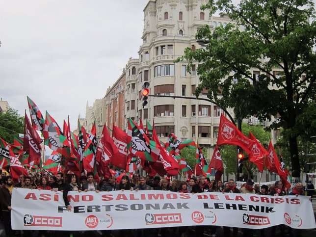 Mnaifestación de UGT y CC.OO. En Bilbao