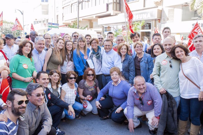 Gámez, Heredia y Martín Palop, en la manifestación del Primero de Mayo