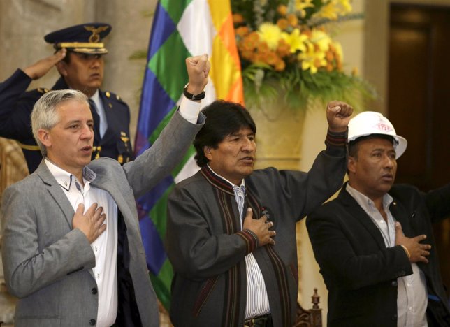 El presidente de Bolivia, Evo Morales, celebra el 1 de mayo