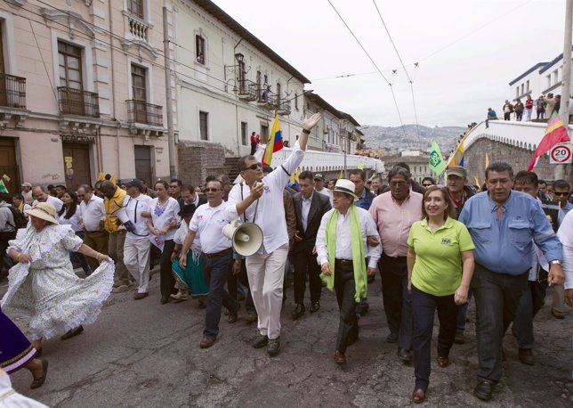 Correa en Quito durante el Día del Trabajador