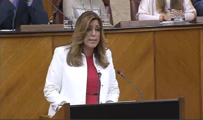 Susana Díaz durante su intervención en el debate de investidura