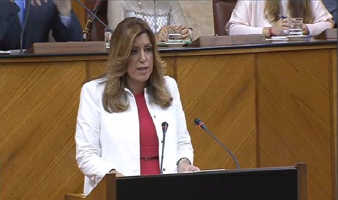 Susana Díaz durante su discurso en el debate de investidura