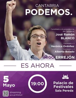 Cartel del acto con Íñigo Errejón en Santander