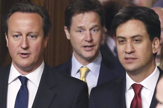 Cameron, Miliband y Clegg