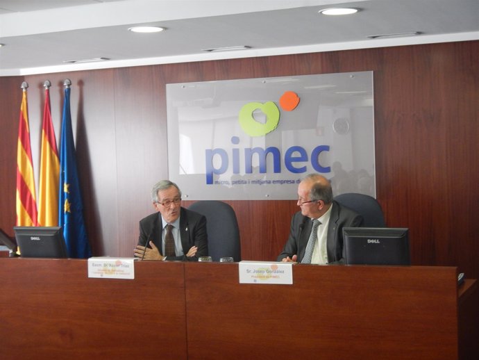 El alcalde Xavier Trias y el presidente de Pimec, Josep González