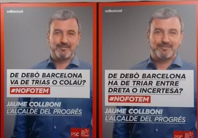 Carteles electoral del candidado del PSC en Barcelona, Jaume Collboni