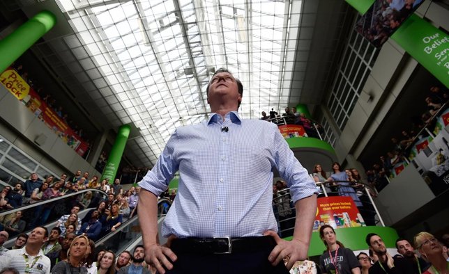 El primer ministro británico, David Cameron, en un acto de campaña
