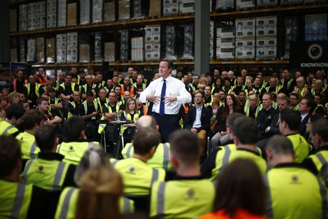 Britain's Prime Minister David Cameron speaks during a question and answer sessi