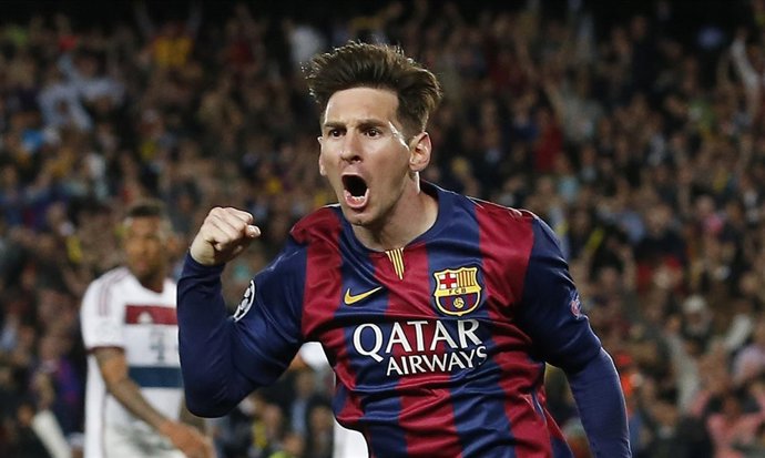 Lionel Messi tras marcar un doblete al Bayern