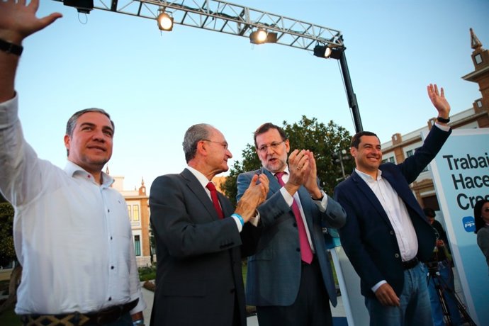 Bendodo, De la Torre, Rajoy y Moreno, en Málaga