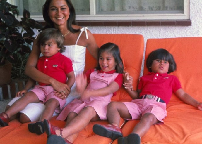 Isabel Preysler, wife of Julio Iglesias, at her home in Madrid with her three ch