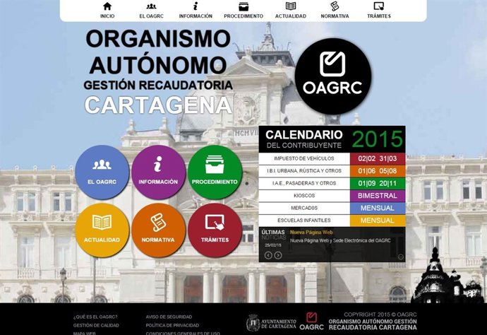 La nueva web de Recaudación en Cartagena 