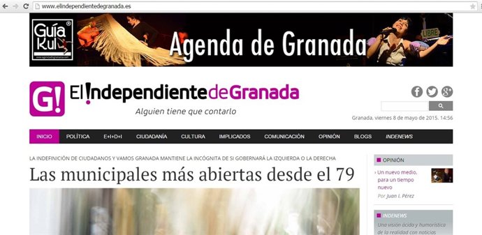 Portada de 'El independiente de Granada'