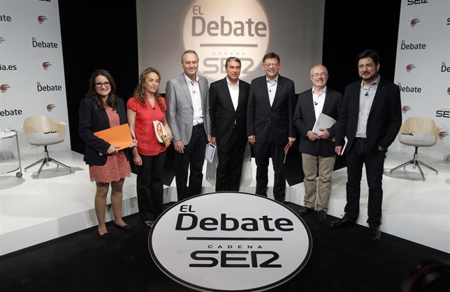 Candidatos de Compromís, C's, PP, PSPV, Podemos y EUPV a la Generalitat.