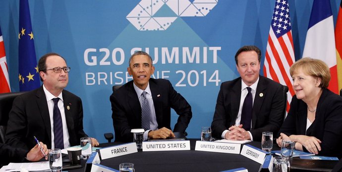 Hollande, Obama, Cameron y Merkel durante el G20