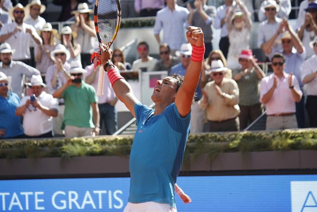 Rafa Nadal celebra su triunfo ante Dimitrov