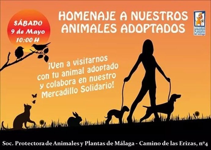 Cartel para homenaje a las familias que adoptan animales de la Protectora Málaga