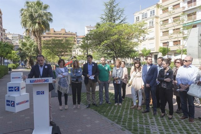 Javier Esparza en un acto electoral en Tudela.