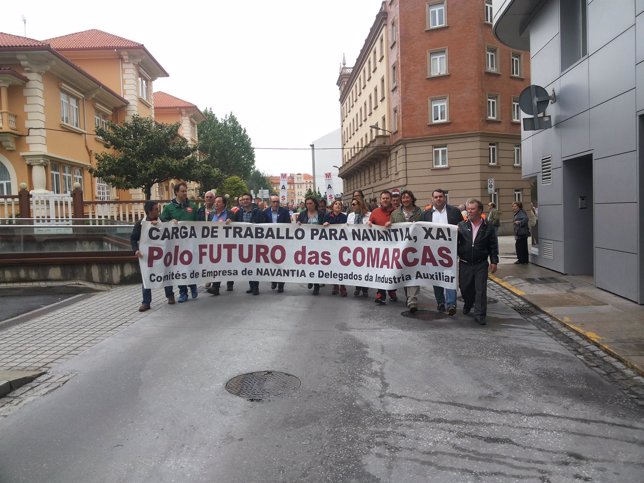 Cabecera de la marcha del naval este domingo en Ferrol