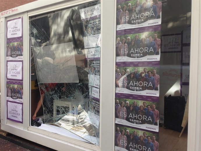 Daños en la caseta de Podemos en Valladolid