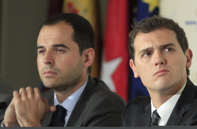 Ignacio Aguado, candidato de Ciudadanos a la Comunidad de Madrid, y Rivera