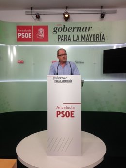 El secretario de Organización del PSOE-A, Juan Cornejo, en rueda de prensa