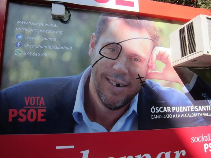 Imagen de Óscar Puente objeto de la acción de algún anónimo.