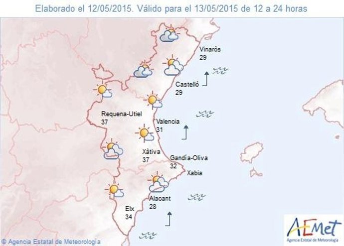 Previsión de Aemet para la Comunitat Valenciana.