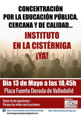 Cartel de la concentración por el IES en La Cistérniga
