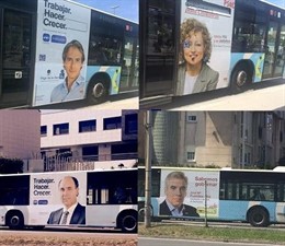 Imágenes de los candidatos en los autobuses