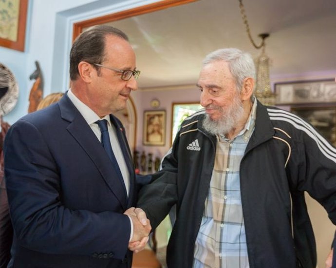 Encuentro entre François Hollande y Fidel Castro