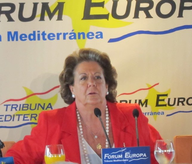 Barberá durante su intervención en el desayuno informativo 