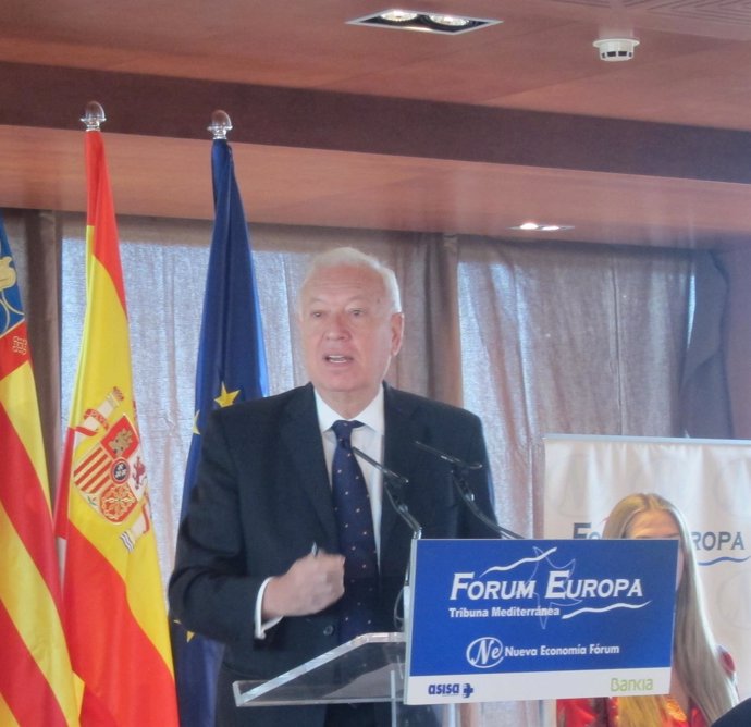 García Margallo durante su intervención en el desayuno informativo 