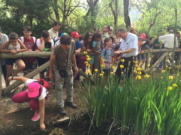 Suelta de cangrejos autoóctonos en la charca de la Torre del Vinagre.