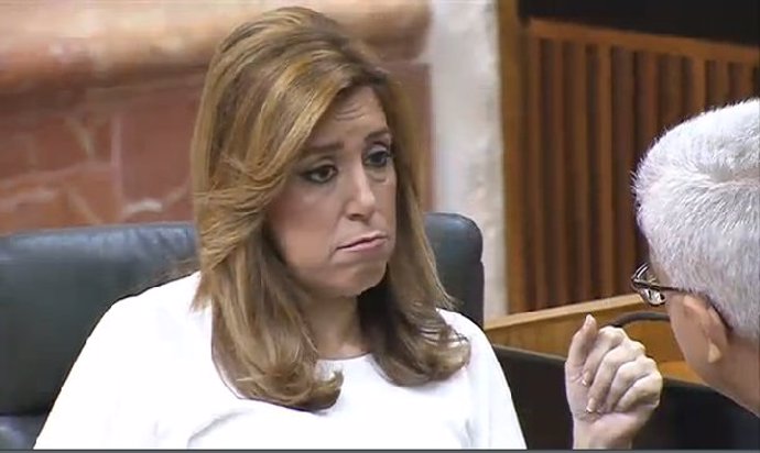 Susana Díaz durante la tercera votación para su investidura
