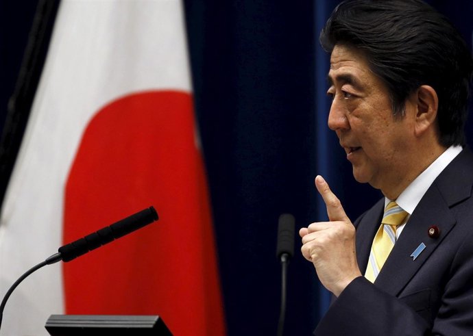 Abe speaks during a news conference at his official residence in Tokyo